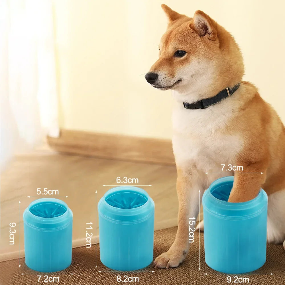 Soft silicone pet paw cleaner cup for cats and dogs, portable and easy to use for quick paw cleaning