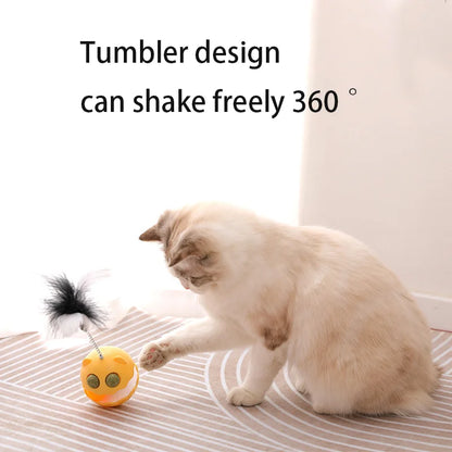 Interactive tumbler cat toy with built-in catnip, wobbling play ball for indoor cats