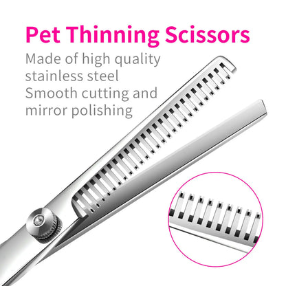 Stainless steel pet grooming scissors set for cats and dogs with comb and trimming tools