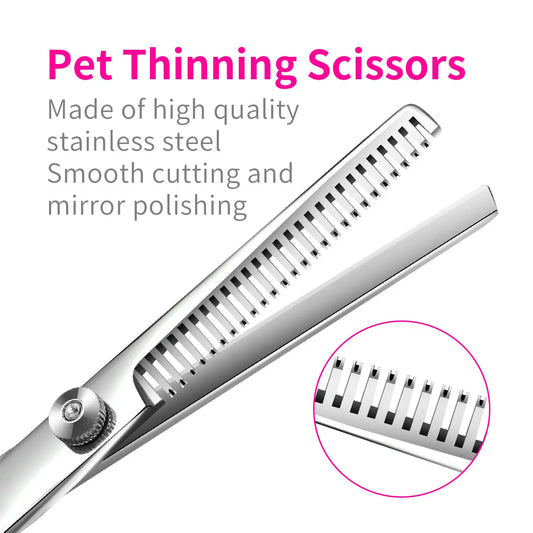 Stainless steel pet grooming scissors set for cats and dogs with comb and trimming tools
