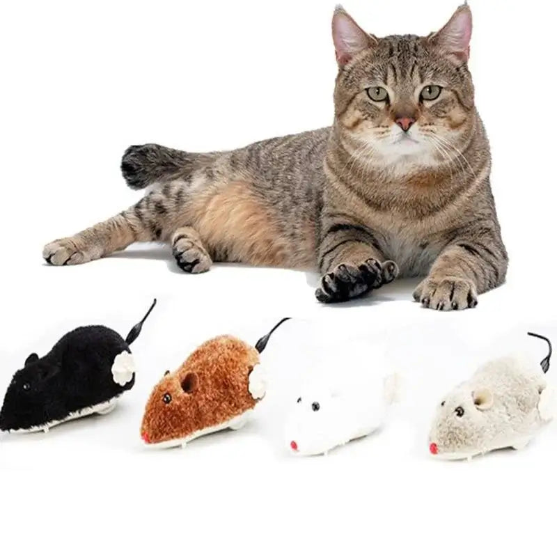 Wind Up Plush Mouse Toy for Cats – Interactive Cat Teaser for Halloween & Christmas