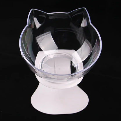 Elevated non-slip cat bowl set with angled dual bowls for food and water
