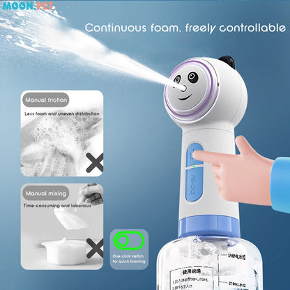 Adorable panda-shaped electric foam dispenser for pet bathing