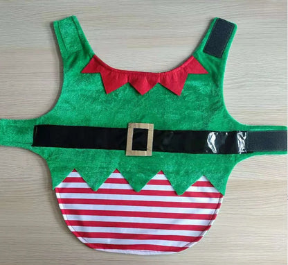 Striped Christmas and Halloween dog costume vest for festive Santa and elf looks