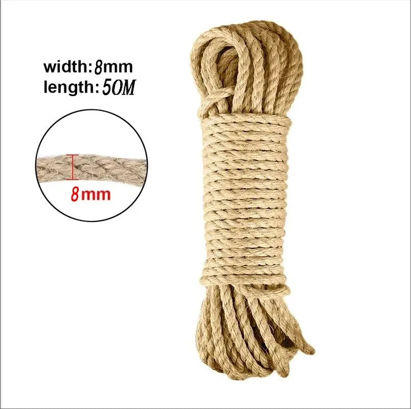 Natural jute DIY cat scratching rope for furniture protection and cat trees, eco-friendly and durable for scratching and decoration projects.