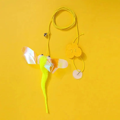 Interactive cat toy with automatic telescopic teaser and bell for indoor play