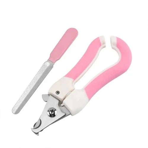 Stainless steel pet nail clippers for cats, small dogs, and small animals with safety guard and ergonomic handle.