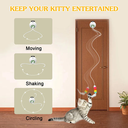 Hanging electric cat feather toy for indoor play and hunting stimulation