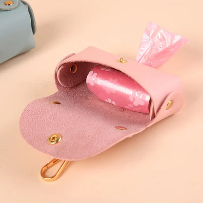 Chic faux leather dog poop bag holder dispenser for stylish walks