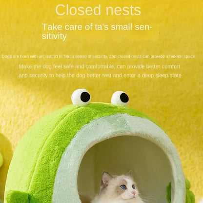 Autumn and winter velvet cat nest bed for small dogs and cats with semi-closed design