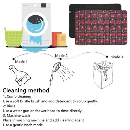 Reusable red plaid Christmas pet pee pad for dogs and cats, used as bed mat or blanket