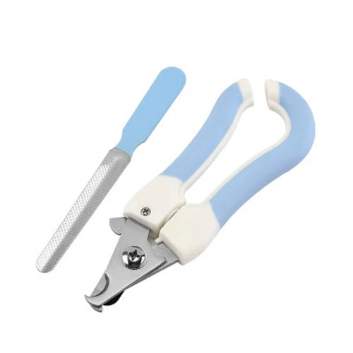 Stainless steel pet nail clippers for cats, small dogs, and small animals with safety guard and ergonomic handle.