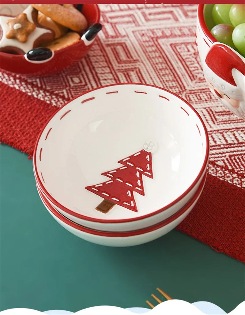 Festive Nordic Santa Claus ceramic pet bowl for Christmas, featuring durable and stylish designs for cats and dogs.