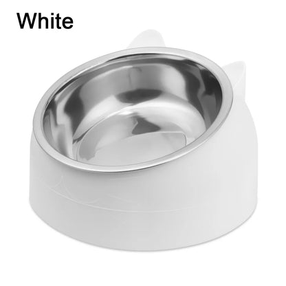Elevated stainless steel pet bowl for dogs and cats with anti-slip base