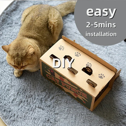 Interactive cat maze puzzle toy with pop-up mouse for indoor play