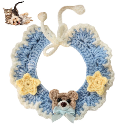 Hand-knitted crochet flower collar bib for dogs and cats – soft and festive accessory