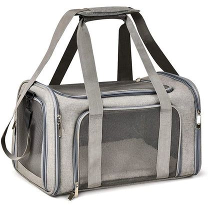 Foldable airline-approved cat and small dog travel tote bag