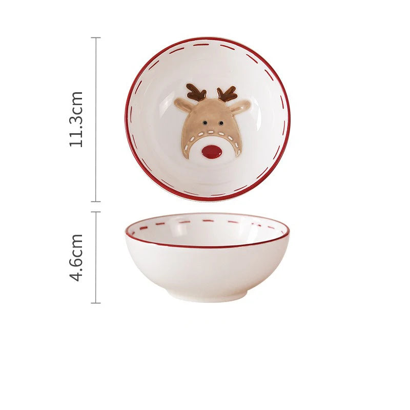 Festive Nordic Santa Claus ceramic pet bowl for Christmas, featuring durable and stylish designs for cats and dogs.