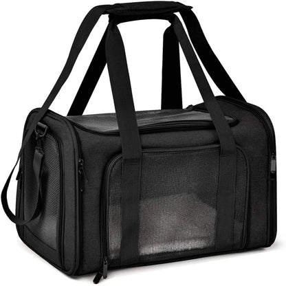 Foldable airline-approved cat and small dog travel tote bag