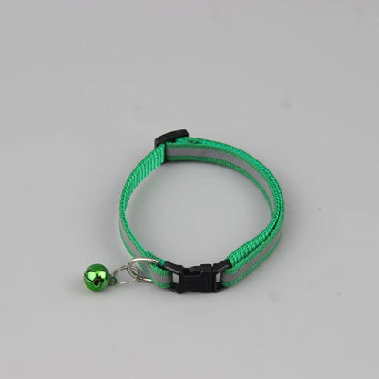 Reflective cat and dog collar with adjustable fit and bell for nighttime safety