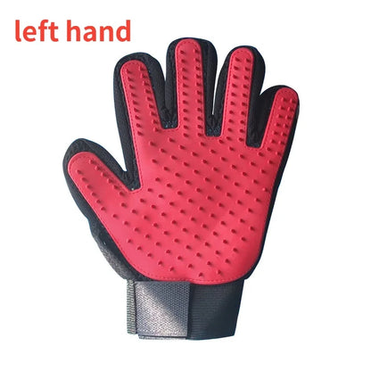 Pet grooming massage glove with soft silicone tips for cats and dogs