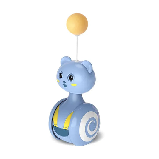 Interactive cat tumbler swing toy with feather wand and rotating ball
