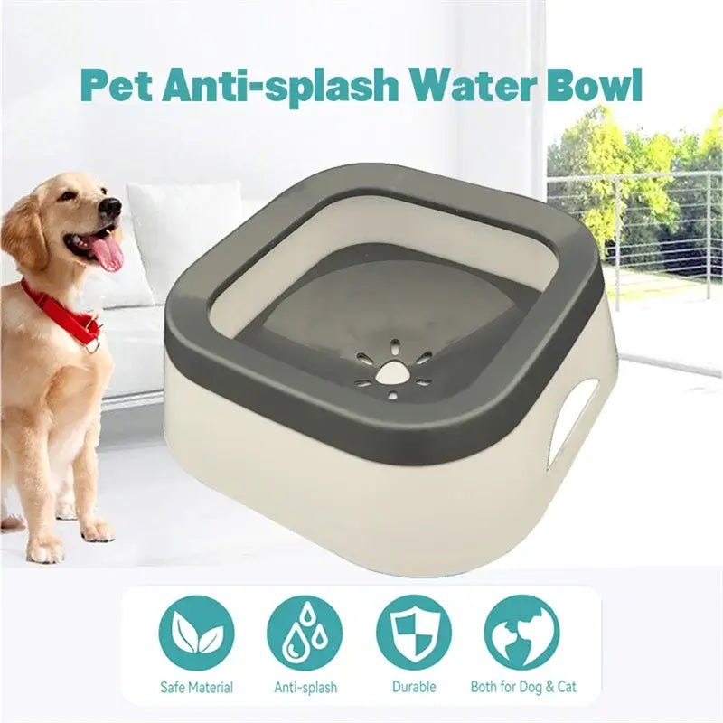 Anti-Splash Water Bowl for Dogs - 1L Large Capacity Drinker