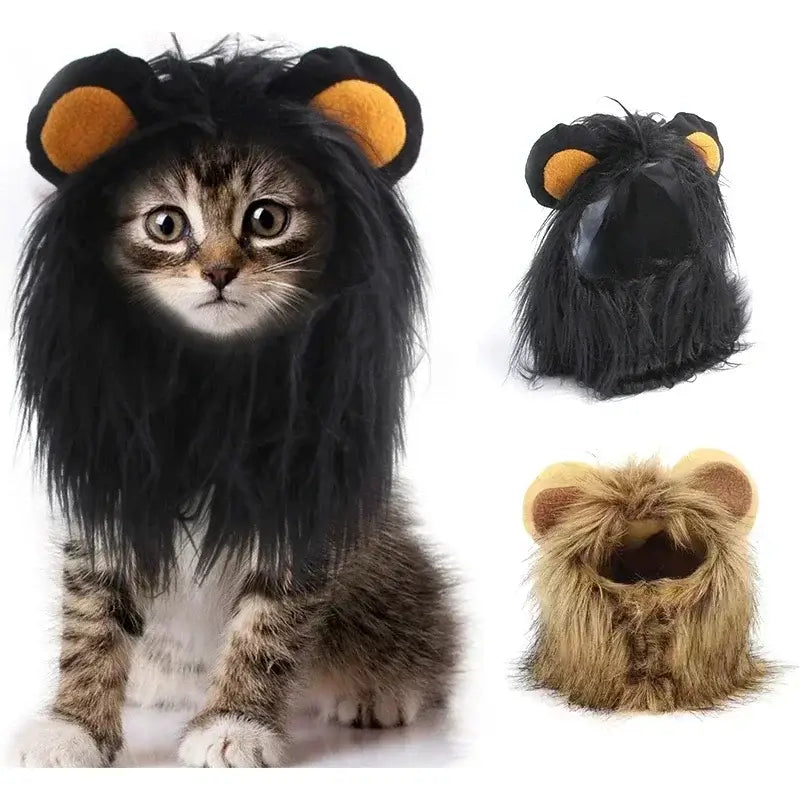 Cat Cosplay Dress Up Pet Hat Lion Mane for Halloween and Christmas decoration.