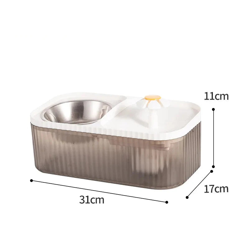 Pet Automatic Drinker and Feeding Bowl - Recirculating Water Dispenser for Cats and Dogs