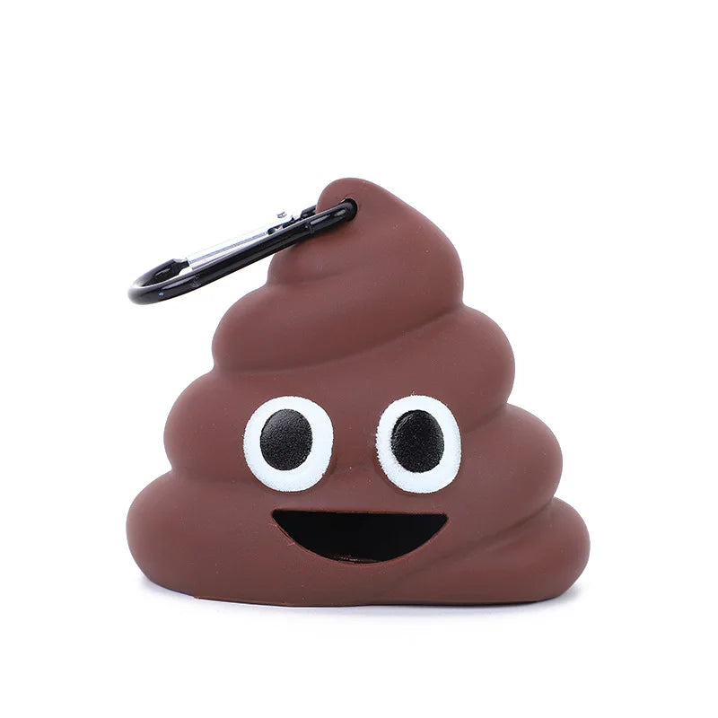 Creative poop-shaped pet waste bag dispenser with clip for easy leash attachmentv