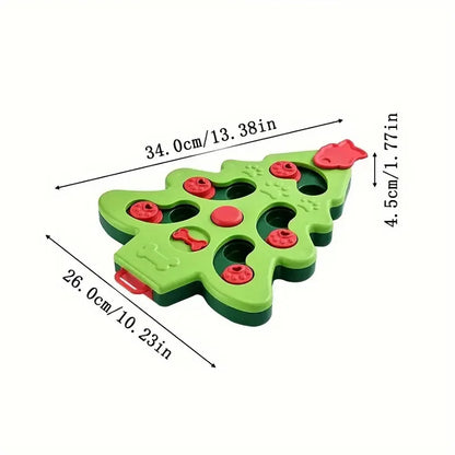 Christmas tree-shaped slow feeder bowl for dogs and cats, promoting healthy and slow eating during the holidays