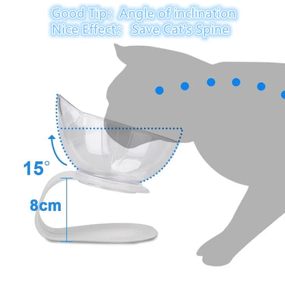 Elevated non-slip cat bowl set with angled dual bowls for food and water