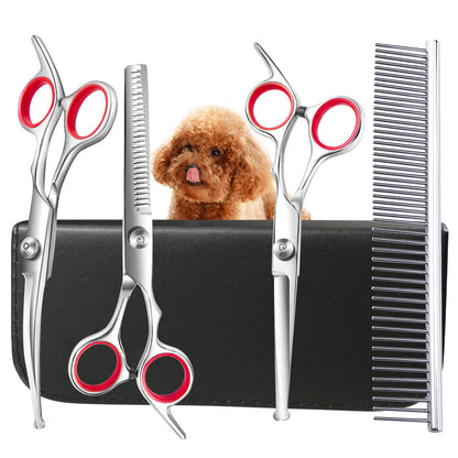 Stainless steel pet grooming scissors set for cats and dogs with comb and trimming tools