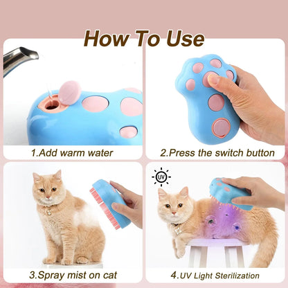 Electric grooming comb with spray and massage function for cats and dogs