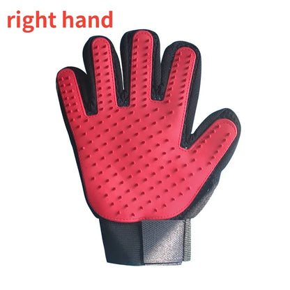 Pet grooming massage glove with soft silicone tips for cats and dogs