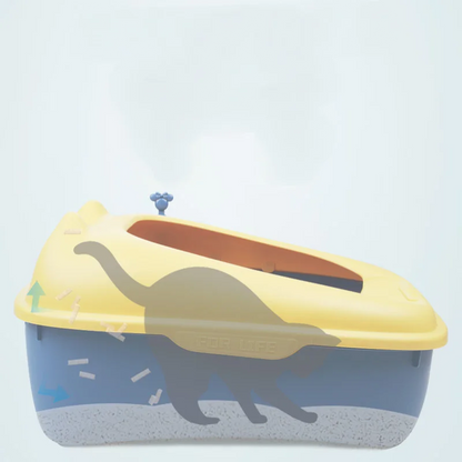 Semi-enclosed cat litter box with high border, easy to clean, and private space for cats