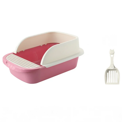 Large semi-enclosed cat litter box with high sides and deodorizing function