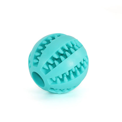 Natural rubber chew ball for dogs promoting dental hygiene and interactive pla