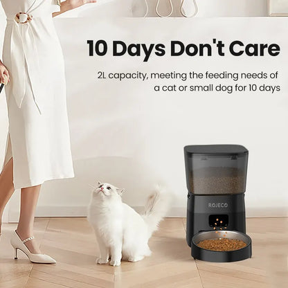 Automatic pet feeder with digital timer and portion control for cats and dogs