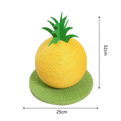 Fruit-shaped cat scratching ball toy with sisal climbing frame