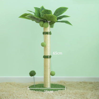 Coconut tree-shaped cat scratching post and climbing tower for indoor exercise