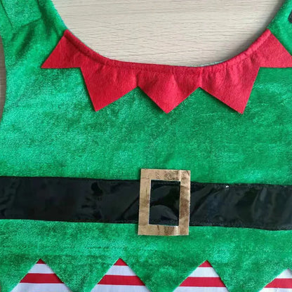 Striped Christmas and Halloween dog costume vest for festive Santa and elf looks