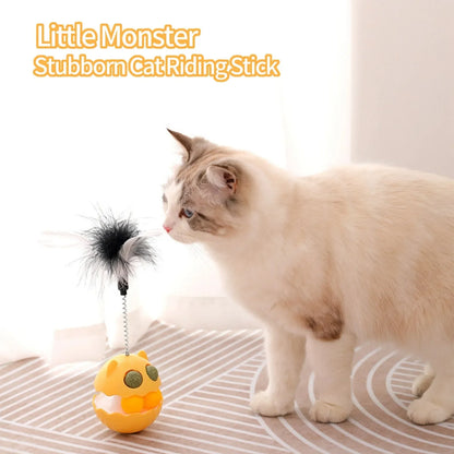 Interactive tumbler cat toy with built-in catnip, wobbling play ball for indoor cats