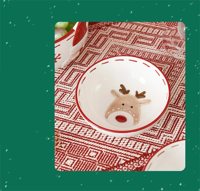 Festive Nordic Santa Claus ceramic pet bowl for Christmas, featuring durable and stylish designs for cats and dogs.