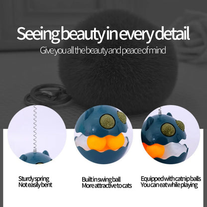 Interactive tumbler cat toy with built-in catnip, wobbling play ball for indoor cats