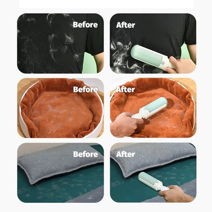 Reusable pet hair removal brush roller for furniture and clothes