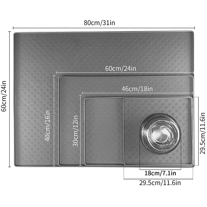 Dog eating on waterproof silicone pet feeding placemat