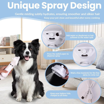 Multifunctional pet grooming spray comb and dryer for cats and dogs