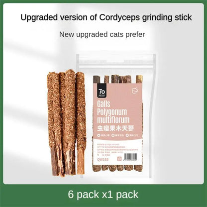 Natural cat mint sticks for chewing and dental care in cats