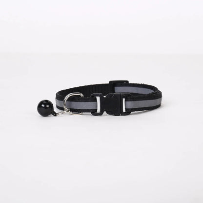 Reflective cat and dog collar with adjustable fit and bell for nighttime safety